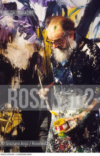 Nome: .VEDOVA EMILIO.Descrizione: .ARTE PITTORE NEL SUO STUDIO.Credit: ©Graziano Arici/Rosebud2 / Costo: .A.Nazione: .ITALIA.Cittˆ: ..Data: .1987.