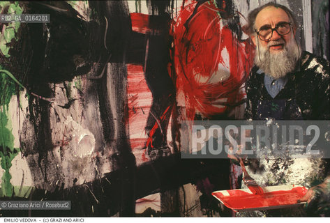 Nome: .VEDOVA EMILIO.Descrizione: .ARTE PITTORE NEL SUO STUDIO.Credit: ©Graziano Arici/Rosebud2 / Costo: .A.Nazione: .ITALIA.Cittˆ: .VENEZIA.Data: .1987.