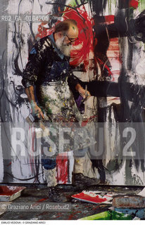 Nome: .VEDOVA EMILIO.Descrizione: .ARTE PITTORE NEL SUO STUDIO.Credit: ©Graziano Arici/Rosebud2 / Costo: .A.Nazione: .ITALIA.Cittˆ: ..Data: .1987.