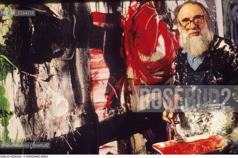 Caption: Nome: .VEDOVA EMILIO.Descrizione: .ARTE PITTORE NEL SUO STUDIO.Credit: ©Graziano Arici/Rosebud2 / Costo: .A.Nazione: .ITALIA.Cittˆ: ..Data: .1987