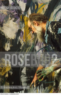Caption: Nome: .VEDOVA EMILIO.Descrizione: .ARTE PITTORE NEL SUO STUDIO.Credit: ©Graziano Arici/Rosebud2 / Costo: .A.Nazione: .ITALIA.Cittˆ: ..Data: .1987