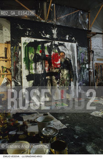 Nome: .VEDOVA EMILIO.Descrizione: .ARTE PITTORE NEL SUO STUDIO.Credit: ©Graziano Arici/Rosebud2 / Costo: .A.Nazione: .ITALIA.Cittˆ: .VENEZIA.Data: .1987.