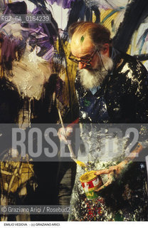 Nome: .VEDOVA EMILIO.Descrizione: .ARTE PITTORE NEL SUO STUDIO.Credit: ©Graziano Arici/Rosebud2 / Costo: .A.Nazione: .ITALIA.Cittˆ: .VENEZIA.Data: .1987.
