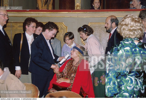 Caption: Nome: .MARIA JOSE DI SAVOIA.Descrizione: .EX REGINA DITALIA MOGLIE DI UMBERTO I DI SAVOIA / NEL GRAN TEATRO LA FENICE DI VENEZIA.EX QUEEN OF ITALY WIFE OF UMBERTO I OF SAVOIA  / IN THE GRAN TEATRO LA FENICE OF VENICE.Credit: ©Graziano Arici/Rosebud2 / Costo: .A.Nazione: .BELGIO.BELGIUM.Cittˆ: ..Data: .1987