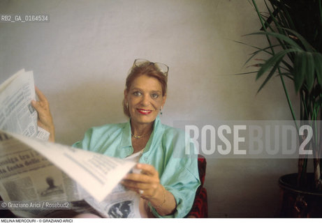 Caption: Nome: .MERCOURI MELINA.Descrizione: .CINEMA ATTRICE POLITICO MINISTRO DELLA CULTURA GRECA (1981-89).CINEMA ACTRESS POLITICAL GREEK MINISTER OF CULTURE (1981-89).Credit: ©Graziano Arici/Rosebud2 / Costo: .A.Nazione: .GRECIA.GREECE.Cittˆ: ..Data: .1988