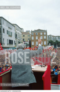 Caption: Nome: .NATTA ALESSANDRO.Descrizione: .POLITICO DEPUTATO SEGRETARIO DEL PARTITO COMUNISTA ITALIANO (1984-88) / COMIZIO A VENEZIA.POLITICAL DEPUTY SECRETARY OF ITALIAN COMMUNIST PARTY (1984-88) / MEETING IN VENICE.Credit: ©Graziano Arici/Rosebud2 / Costo: .A.Nazione: .ITALIA.ITALY.Cittˆ: ..Data: .1983
