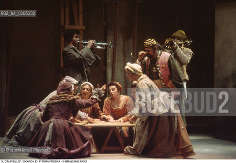 Caption: Caption: Nome: .IL CAMPIELLO .Descrizione: .TEATRO / OPERA DI CARLO GOLDONI / IL CANTANTE SKARDY CON IL GRUPPO MUSICALE VENEZIANO PITURA FRESKA CHE HA MUSICATO LO SPETTACOLO / AL TEATRO GOLDONI.Credit: ©Graziano Arici/Rosebud2 Costo: .A.Nazione: .ITALIA.Cittˆ: ..Data: .1995.
