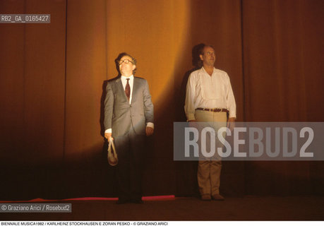 Nome: .BIENNALE MUSICA 1982.Descrizione: .TRANS DI KARLHEINZ STOCKHAUSEN / MUSICA CLASSICA  ELETTRONICA COMPOSITORE CONTEMPORANEO / CON IL DIRETTORE DORCHESTRA ZORAN PESKO .Credit: ©Graziano Arici/Rosebud2 .Nazione: .ITALIA.Cittˆ: ..Data: .1982