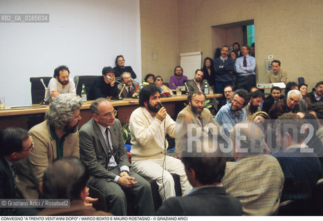 Nome: .CONVEGNO A TRENTO VENTANNI DOPO.Descrizione: .MARCO BOATO E MAURO ROSTAGNO / UNIVERSITA DEGLI STUDI DI TRENTO SOCIOLOGIA / MOVIMENTO STUDENTESCO.Credit: ©Graziano Arici/Rosebud2 Costo: ..Nazione: .ITALIA.Cittˆ: .TRENTO.Data: .1988.