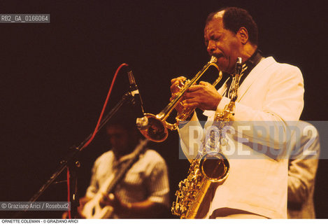Caption: Nome: .COLEMAN ORNETTE.Descrizione: .MUSICA JAZZ SASSOFONISTA/ALLATROMBA.Credit: ©Graziano Arici/Rosebud2 / Costo: .A.Nazione: .USA.Cittˆ: ..Data: .1992