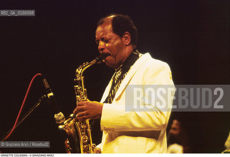 Caption: Nome: .COLEMAN ORNETTE.Descrizione: .MUSICA JAZZ SASSOFONISTA/AL SASSOFONO.Credit: ©Graziano Arici/Rosebud2 / Costo: .A.Nazione: .USA.Cittˆ: ..Data: .1992