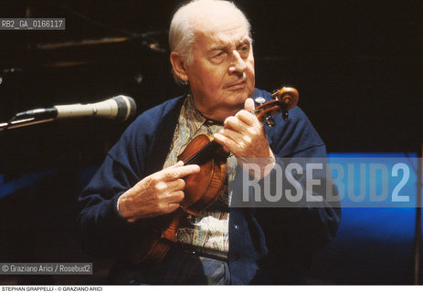 Caption: Nome: .GRAPPELLI STEPHAN.Descrizione: .MUSICA JAZZ VIOLINISTA/AL VIOLINO.Credit: ©Graziano Arici/Rosebud2 / Costo: .A.Nazione: .FRANCIA.Cittˆ: ..Data: .1993