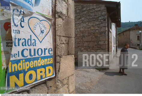 Nome: .LEGA NORD.Descrizione: .POLITICA / MANIFESTO PER LINDIPENDENZA .Credit: ©Graziano Arici/Rosebud2 Costo: ..Nazione: .ITALIA.Cittˆ: ..Data: .1997..