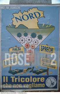Nome: .LEGA NORD.Descrizione: .POLITICA / MANIFESTO PRO SECESSIONE  .Credit: ©Graziano Arici/Rosebud2 Costo: ..Nazione: .ITALIA.Cittˆ: ..Data: .1997..