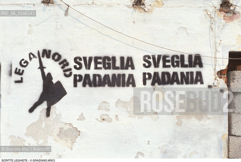 Nome: .LEGA NORD.Descrizione: .POLITICA / SCRITTE PRO SECESSIONE DELLA PADANIA .Credit: ©Graziano Arici/Rosebud2 Costo: ..Nazione: .ITALIA.Cittˆ: ..Data: .1997..