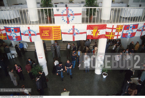 Nome: .LEGA NORD.Descrizione: .POLITICA / CONGRESSO AL PALAZZO DEL CINEMA DEL LIDO / BANDIERE.Credit: ©Graziano Arici/Rosebud2 Costo: ..Nazione: .ITALIA.Cittˆ: ..Data: .1993..