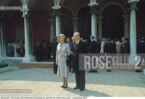 Nome: .SUMMIT.Descrizione: .POLITICA VERTICE DEI PAESI CEE / IL PREMIER BRITANNICO MARGARET THATCHER CON IL PRIMO MINISTRO ITALIANO FRANCESCO COSSIGA / ALLA FONDAZIONE CINI NELLISOLA DI S. GIORGIO .Credit: ©Graziano Arici/Rosebud2 Costo: ..Nazione: .ITALIA.Cittˆ: ..Data: .1980..