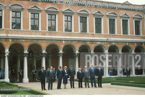 Nome: .SUMMIT ECONOMICO.Descrizione: .POLITICA VERTICE DEI NOVE PAESI PIU INDUSTRIALIZZATI / IL PREMIER BRITANNICO MARGARET THATCHER, IL PRESIDENTE AMERICANO RONALD REAGAN, IL PRIMO MINISTRO ITALIANO AMINTORE FANFANI, IL PRESIDENTE FRANCESE FRANCOIS-MARIE MITTERRAND E IL CANCELLIERE TEDESCO HELMUT KOHL / ALLA FONDAZIONE CINI NELLISOLA DI S. GIORGIO .Credit: ©Graziano Arici/Rosebud2 Costo: ..Nazione: .ITALIA.Cittˆ: ..Data: .1987..