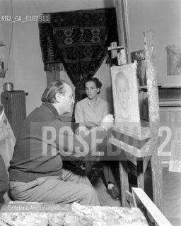 THE PAINTER MASSIMO CAMPIGLI - MILAN - 1948 © ARCHIVIO Graziano Arici/Rosebud2  / ARTE / PITTORE