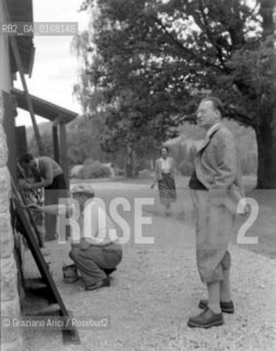 THE ITALIAN POLITICIAN ALCIDE DE GASPERI IN THE VILLAGE OF BELLAMONTE  ( TRENTINO ) - 1948 © ARCHIVIO Graziano Arici/Rosebud2  / BOCCE