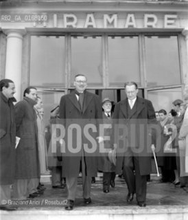 SUMMIT BETWEEN THE ITALIAN POLITICIAN ALCIDE DE GASPERI AND THE FRENCH PREMIER RENE PLEVEN IN IN S.MARGHERITA LIGURE - 1948 © ARCHIVIO Graziano Arici/Rosebud2 