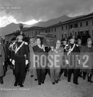 THE FUNERAL OF THE ITALIAN POLITICIAN ALCIDE DE GASPERI, IN SELLA DI VASUGANA (TN), FROM RIGHT THE ON.GONNELLA - 1954 © ARCHIVIO Graziano Arici/Rosebud2 
