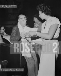 THE  COMPOSER IGOR STRAVINSKIJ DURING THE REHEARSAL OF THE OPERA THE RAKES PROGRESS AT THE THEATRE LA SCALA IN MILAN (ITALY) - 1951 -  © ARCHIVIO Graziano Arici/Rosebud2  / MUSICA / COMPOSITORE / TEATRO LA SCALA  / PROVE