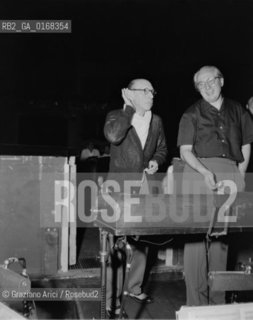 THE  COMPOSER IGOR STRAVINSKIJ AND THE CONDUCTOR FERDINAND LEITNER DURING THE REHEARSAL OF THE OPERA THE RAKES PROGRESS AT THE THEATRE LA SCALA IN MILAN (ITALY) - 1951 -  © ARCHIVIO Graziano Arici/Rosebud2  / MUSICA / COMPOSITORE / TEATRO LA SCALA  / PROVE / DIRETTORE DORCHESTRA