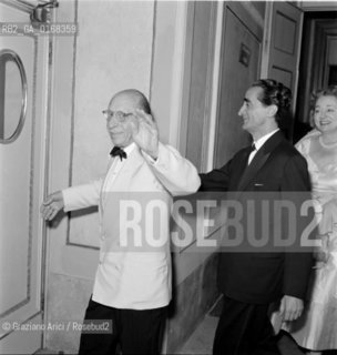 THE  COMPOSER IGOR STRAVINSKIJ AND ANTONIO PIOVESAN AT THE THEATRE LA FENICE IN VENICE - 1957 -  © ARCHIVIO Graziano Arici/Rosebud2  / MUSICA / COMPOSITORE / TEATRO LA FENICE