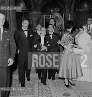 THE  COMPOSER IGOR STRAVINSKIJ AND ANTONIO PIOVESAN AT THE CONCERT IN SAINT MARK CHURCH IN VENICE - 1956-  © ARCHIVIO Graziano Arici/Rosebud2  / MUSICA / COMPOSITORE / TEATRO LA FENICE