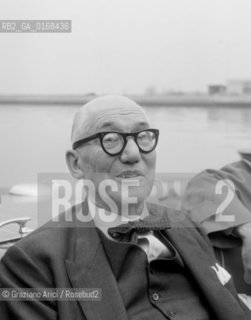 THE ARCHITECT, TOWN - PLANNER AND PAINTER LE CORBUSIER (CHARLES-EDOUARD JEANNERET)  IN VENICE - 1965 - © ARCHIVIO Graziano Arici/Rosebud2  / ARCHITETTO / URBANISTA / PITTORE / ARCHITETTURA / ARTE