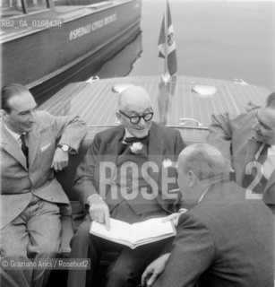 THE ARCHITECT, TOWN - PLANNER AND PAINTER LE CORBUSIER (CHARLES-EDOUARD JEANNERET)  IN VENICE - 1965 - © ARCHIVIO Graziano Arici/Rosebud2  / ARCHITETTO / URBANISTA / PITTORE / ARCHITETTURA / ARTE