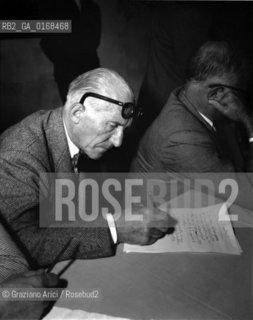 THE ARCHITECT, TOWN - PLANNER AND PAINTER LE CORBUSIER (CHARLES-EDOUARD JEANNERET)  IN VENICE - 1965 - © ARCHIVIO Graziano Arici/Rosebud2  / ARCHITETTO / URBANISTA / PITTORE / ARCHITETTURA / ARTE