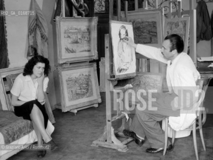 THE PAINTER ZORAN MUSIC AT STUDIO IN VENICE - 1946 - © ARCHIVIO Graziano Arici/Rosebud2  / ARTE / PITTORE