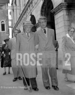 THE STATESMAN VITTORIO EMANUELE ORLANDO WITH THE MAYOR OF VENICE, GIOVANBATTISTA (GIOBATTA) GIANQUINTO - VENICE - 1948 © ARCHIVIO Graziano Arici/Rosebud2  / POLITICA / SINDACO