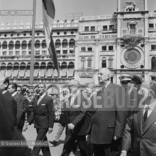 POLITICA / IL PRESIDENTE GENERALE CHARLES DE GAULLE (FRANCIA) IN VISITA A VENEZIA / 1967 - © ARCHIVIO Graziano Arici/Rosebud2 .