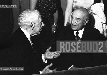 MUSICA CLASSICA / IL PIANISTA ARTHUR RUBINSTEIN (POLONIA/USA) CON IL POLITICO AMINTORE FANFANI / 1979 - © ARCHIVIO Graziano Arici/Rosebud2 