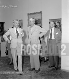THE PAINTER GEORGES BRAQUE WITH RODOLFO PALLUCCHINI, ART HISTORIAN AT 24 ART BIENNALE IN VENICE - 1950 © ARCHIVIO Graziano Arici/Rosebud2  / ARTE / PITTORE / STORICO DELLARTE / BIENNALE DARTE