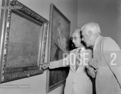 THE PAINTER GEORGES BRAQUE WITH RODOLFO PALLUCCHINI, ART HISTORIAN AT 24 ART BIENNALE IN VENICE - 1950 © ARCHIVIO Graziano Arici/Rosebud2  / ARTE / PITTORE / STORICO DELLARTE / BIENNALE DARTE.