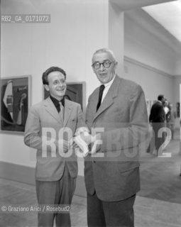 THE PAINTERS GIORGIO MORANDI AND LEONCILLO (LEONCILLO LEONARDI) AT INTERNATIONAL ART EXPOSITION IN VENICE - 1948 © ARCHIVIO Graziano Arici/Rosebud2  / ARTE / PITTORE / XXIV BIENNALE DARTE