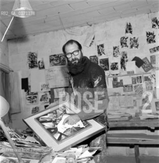 THE PAINTER EMILIO VEDOVA IN VENICE - 1966 © ARCHIVIO Graziano Arici/Rosebud2  /ARTE / PITTORE