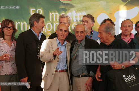 02/09 - VENICE - 58. INTERNATIONAL FILM FESTIVAL -  UN ALTRO MONDO E POSSIBILE - VITTORIO AGNOLETTO, SPEAKER OF THE GENOA SOCIAL FORUM WITH THE DIRECTORS  CITTO MASELLI AND GILLO PONTECORVO AND OTHERS DIRECTORS OF THE FILM ABOUT THE ANTI GLOBAL MOVEMENT IN GENOA - ©Graziano Arici/Rosebud2