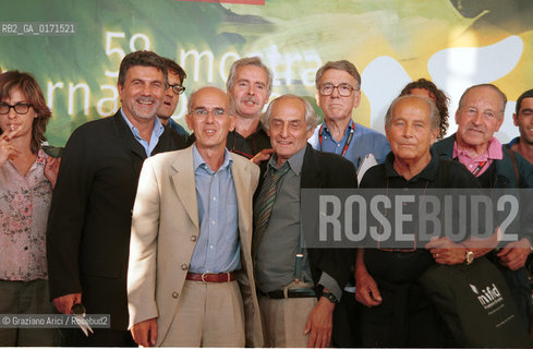 02/09 - VENICE - 58. INTERNATIONAL FILM FESTIVAL -  UN ALTRO MONDO E POSSIBILE - VITTORIO AGNOLETTO, SPEAKER OF THE GENOA SOCIAL FORUM WITH THE DIRECTORS  CITTO MASELLI AND GILLO PONTECORVO AND OTHERS DIRECTORS OF THE FILM ABOUT THE ANTI GLOBAL MOVEMENT IN GENOA  - ©Graziano Arici/Rosebud2