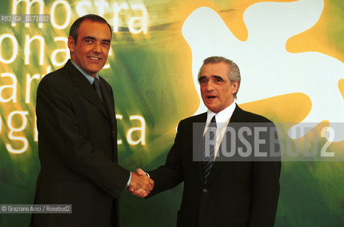 01/09 - 58. INTERNATIONAL FILM FESTIVAL - VENICE -  THE DIRECTOR OF THE FESTIVAL ALBERTO BARBERA WITH THE DIRECTOR MARTIN SCORSESE  - ©Graziano Arici/Rosebud2