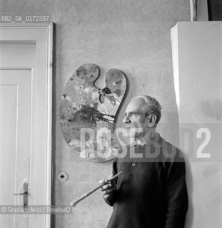 THE PAINTER VIRGILIO GUIDI IN HIS STUDIO - VENICE - 1970 - © ARCHIVIO Graziano Arici/Rosebud2  / ARTE / PITTORE