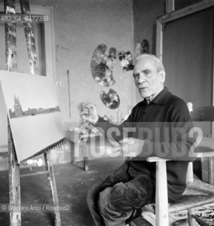 THE PAINTER VIRGILIO GUIDI IN HIS STUDIO - VENICE - 1970 - © ARCHIVIO Graziano Arici/Rosebud2  / ARTE / PITTORE