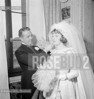 THE WEDDING DAY OF COUNTESS MARIA PIA BAROZZI WITH HER FATHER THE COUNT AND ANTIQUARIAN ALVISE BAROZZI - VENICE - 1962 ©Graziano Arici/Rosebud2 / NOBILI/ CONTI / MATRIMONIO / ANTIQUARIO