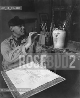 THE PAINTER FILIPPO DE PISIS (FILIPPO TIBERTELLI) IN HIS STUDIUM - PARIS - 1948 © ARCHIVIO Graziano Arici/Rosebud2  / ARTE / PITTURA