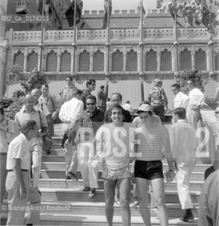 THE POP SINGER ADRIANO CELENTANO AND THE POP SINGER NINO SANTERCOLE AT THE XXV INTERNATIONAL FILM FESTIVAL IN VENICE LIDO  - 1964 © ARCHIVIO Graziano Arici/Rosebud2  /  MUSICA POP / CANTANTE POP / FOTOGRAFO / MOSTRA DEL CINEMA