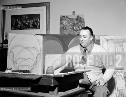 THE PAINTER GIANFILIPPO USELLINI - ROME - 1950 © ARCHIVIO Graziano Arici/Rosebud2  / ARTE / PITTORE .